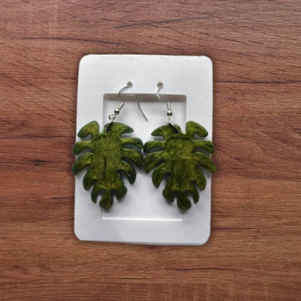 Monstera Resin earrings